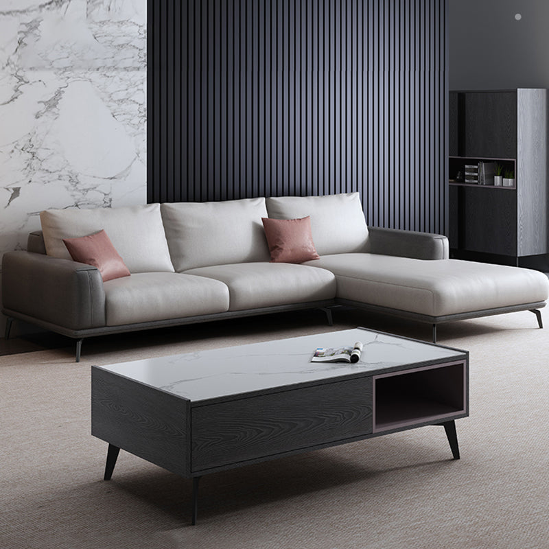 Stain-Resistant Faux Leather Square Arm Sofa/Sectional for Living Room 98"L x 69"W x 33.5"H Dark Grey Light Grey Latex Clearhalo 'furn' 'furn_sectionals' 'Furniture' 'furniture_sectionals' 'kitchen' 'kitchen_sectionals' 'Living Room Furniture' 'Sectionals' 4821867