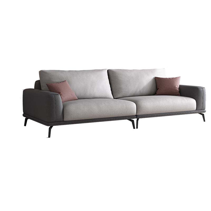 Stain-Resistant Faux Leather Square Arm Sofa/Sectional for Living Room 77"L x 37"W x 33.5"H Dark Grey Light Grey Clearhalo 'furn' 'furn_sectionals' 'Furniture' 'furniture_sectionals' 'kitchen' 'kitchen_sectionals' 'Living Room Furniture' 'Sectionals' 4821870