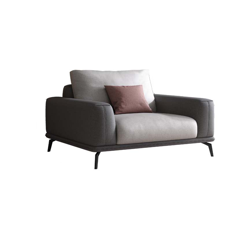 Stain-Resistant Faux Leather Square Arm Sofa/Sectional for Living Room 39"L x 37"W x 33"H Dark Grey Light Grey Sponge Clearhalo 'furn' 'furn_sectionals' 'Furniture' 'furniture_sectionals' 'kitchen' 'kitchen_sectionals' 'Living Room Furniture' 'Sectionals' 4821875
