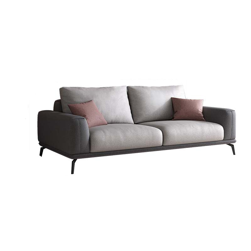 Stain-Resistant Faux Leather Square Arm Sofa/Sectional for Living Room 63"L x 37"W x 33.5"H Dark Grey Light Grey Clearhalo 'furn' 'furn_sectionals' 'Furniture' 'furniture_sectionals' 'kitchen' 'kitchen_sectionals' 'Living Room Furniture' 'Sectionals' 4821877