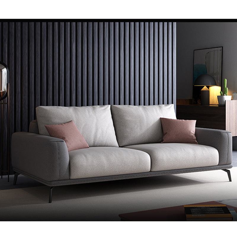 Stain-Resistant Faux Leather Square Arm Sofa/Sectional for Living Room 110"L x 37"W x 33.5"H Dark Grey Light Grey Clearhalo 'furn' 'furn_sectionals' 'Furniture' 'furniture_sectionals' 'kitchen' 'kitchen_sectionals' 'Living Room Furniture' 'Sectionals' 4821884