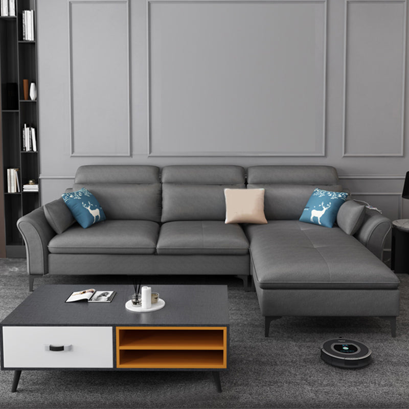 Fabric Pillow Top Arm Sectional 35.43"High High Back Sofa with Storage Clearhalo 'furn' 'furn_sectionals' 'Furniture' 'furniture_sectionals' 'kitchen' 'kitchen_sectionals' 'Living Room Furniture' 'Sectionals' 4821891