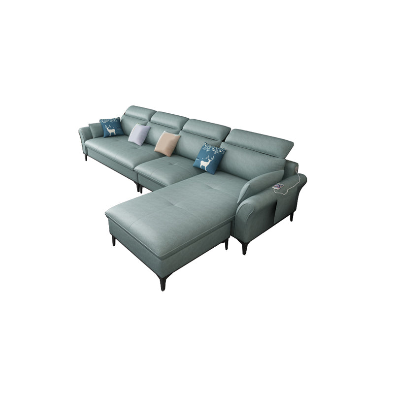 Fabric Pillow Top Arm Sectional 35.43"High High Back Sofa with Storage Green Clearhalo 'furn' 'furn_sectionals' 'Furniture' 'furniture_sectionals' 'kitchen' 'kitchen_sectionals' 'Living Room Furniture' 'Sectionals' 4821894