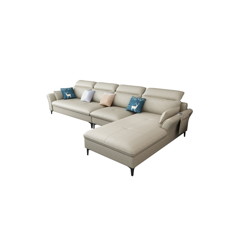 Fabric Pillow Top Arm Sectional 35.43"High High Back Sofa with Storage Off-White Clearhalo 'furn' 'furn_sectionals' 'Furniture' 'furniture_sectionals' 'kitchen' 'kitchen_sectionals' 'Living Room Furniture' 'Sectionals' 4821896