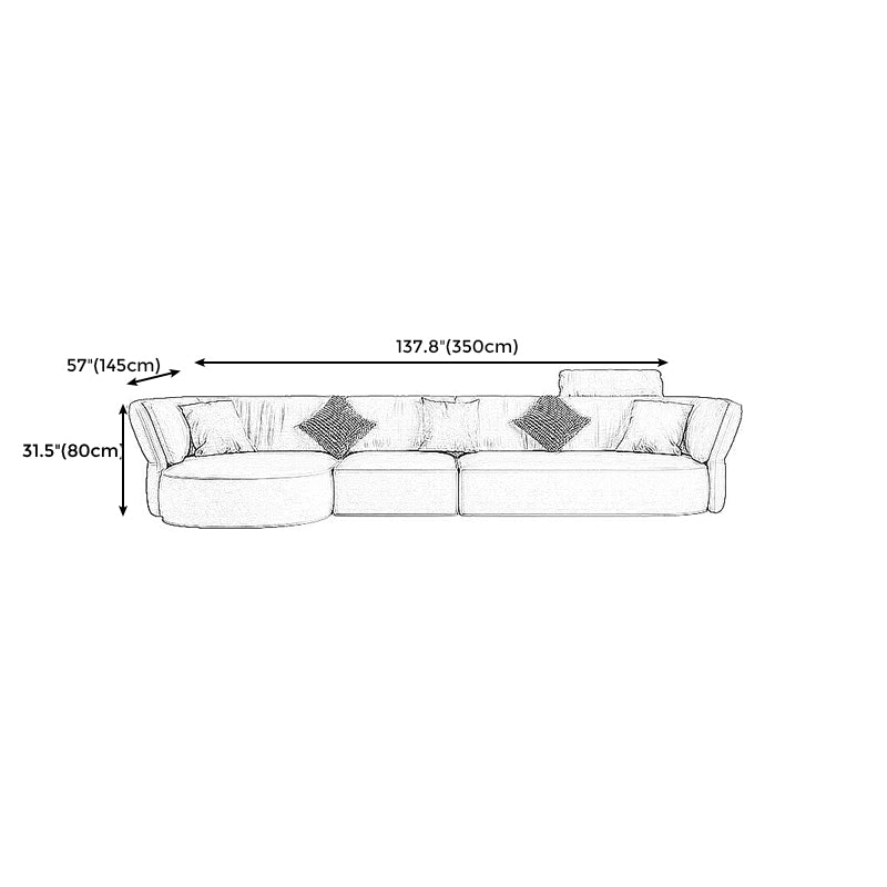Beige Stain-Resistant Faux Leather Pillow Top Arm Sectional for Living Room Clearhalo 'furn' 'furn_sectionals' 'Furniture' 'furniture_sectionals' 'kitchen' 'kitchen_sectionals' 'Living Room Furniture' 'Sectionals' 4821921