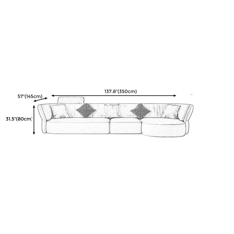 Beige Stain-Resistant Faux Leather Pillow Top Arm Sectional for Living Room Clearhalo 'furn' 'furn_sectionals' 'Furniture' 'furniture_sectionals' 'kitchen' 'kitchen_sectionals' 'Living Room Furniture' 'Sectionals' 4821922