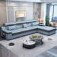 133.86"D x 70.87"W x 35.43"H Modern Removable Cushions Scooped Arm Sectionals with Storage Light Blue Cotton Blend Clearhalo 'furn' 'furn_sectionals' 'Furniture' 'furniture_sectionals' 'kitchen' 'kitchen_sectionals' 'Living Room Furniture' 'Sectionals' 4821926
