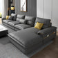37.4"High Dark Gray Pillow Top Arm Sectional Cushion Back Sectional for Living Room 37''H x 139''L x 71''W Faux Leather Clearhalo 'Furniture' 'furniture_sectionals' 'kitchen' 'kitchen_sectionals' 'Living Room Furniture' 'Sectionals' 4821947