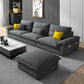 37.4"High Dark Gray Pillow Top Arm Sectional Cushion Back Sectional for Living Room 37''H x 98''L x 35''W Faux Leather Clearhalo 'Furniture' 'furniture_sectionals' 'kitchen' 'kitchen_sectionals' 'Living Room Furniture' 'Sectionals' 4821948
