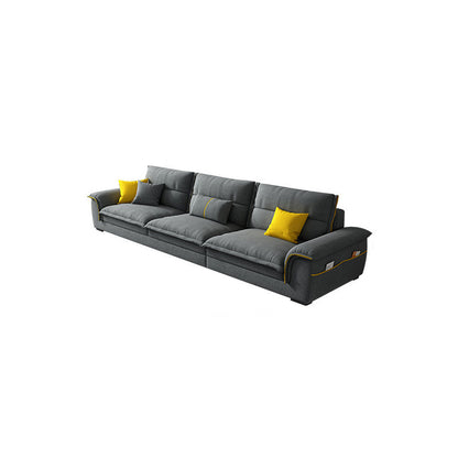 37.4"High Dark Gray Pillow Top Arm Sectional Cushion Back Sectional for Living Room 37''H x 98''L x 35''W Linen Clearhalo 'Furniture' 'furniture_sectionals' 'kitchen' 'kitchen_sectionals' 'Living Room Furniture' 'Sectionals' 4821950