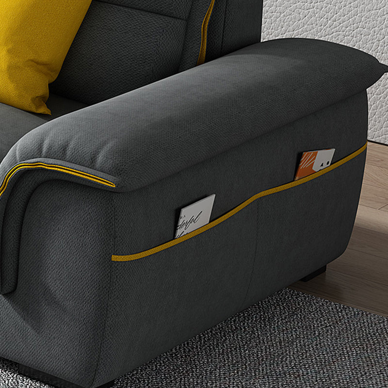 37.4"High Dark Gray Pillow Top Arm Sectional Cushion Back Sectional for Living Room Clearhalo 'Furniture' 'furniture_sectionals' 'kitchen' 'kitchen_sectionals' 'Living Room Furniture' 'Sectionals' 4821954