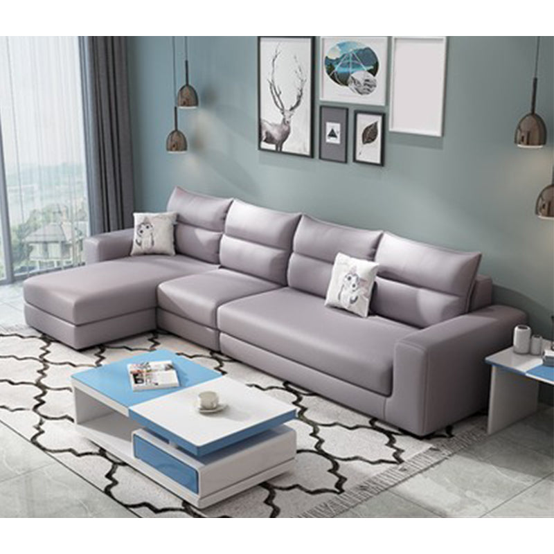 106.3"L x 57.09"W x 27.6"H 4-Seat Cushion Back Sectionals with Slipcover Grey Clearhalo 'furn' 'furn_sectionals' 'Furniture' 'furniture_sectionals' 'kitchen' 'kitchen_sectionals' 'Living Room Furniture' 'Sectionals' 4821958