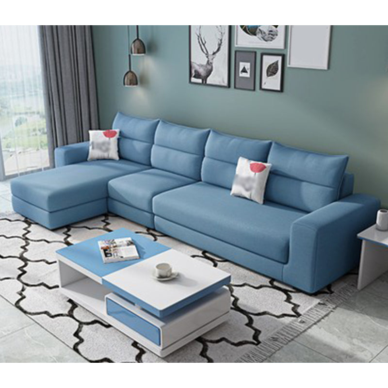 106.3"L x 57.09"W x 27.6"H 4-Seat Cushion Back Sectionals with Slipcover Blue Clearhalo 'furn' 'furn_sectionals' 'Furniture' 'furniture_sectionals' 'kitchen' 'kitchen_sectionals' 'Living Room Furniture' 'Sectionals' 4821959