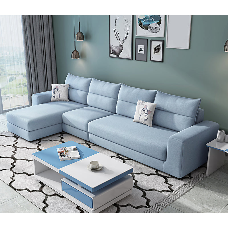 106.3"L x 57.09"W x 27.6"H 4-Seat Cushion Back Sectionals with Slipcover Light Blue Clearhalo 'furn' 'furn_sectionals' 'Furniture' 'furniture_sectionals' 'kitchen' 'kitchen_sectionals' 'Living Room Furniture' 'Sectionals' 4821960