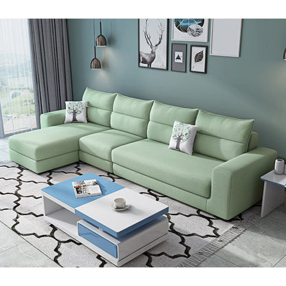 106.3"L x 57.09"W x 27.6"H 4-Seat Cushion Back Sectionals with Slipcover Green Clearhalo 'furn' 'furn_sectionals' 'Furniture' 'furniture_sectionals' 'kitchen' 'kitchen_sectionals' 'Living Room Furniture' 'Sectionals' 4821962