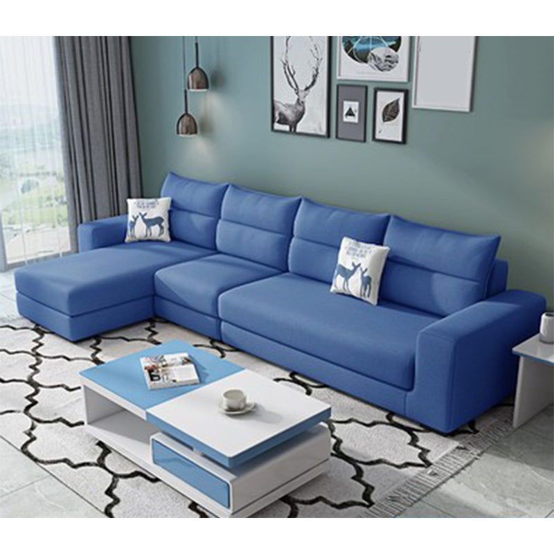 106.3"L x 57.09"W x 27.6"H 4-Seat Cushion Back Sectionals with Slipcover Royal Blue Clearhalo 'furn' 'furn_sectionals' 'Furniture' 'furniture_sectionals' 'kitchen' 'kitchen_sectionals' 'Living Room Furniture' 'Sectionals' 4821967