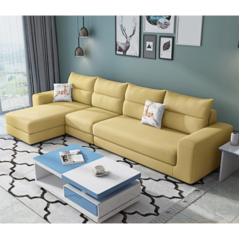 106.3"L x 57.09"W x 27.6"H 4-Seat Cushion Back Sectionals with Slipcover Yellow Clearhalo 'furn' 'furn_sectionals' 'Furniture' 'furniture_sectionals' 'kitchen' 'kitchen_sectionals' 'Living Room Furniture' 'Sectionals' 4821974