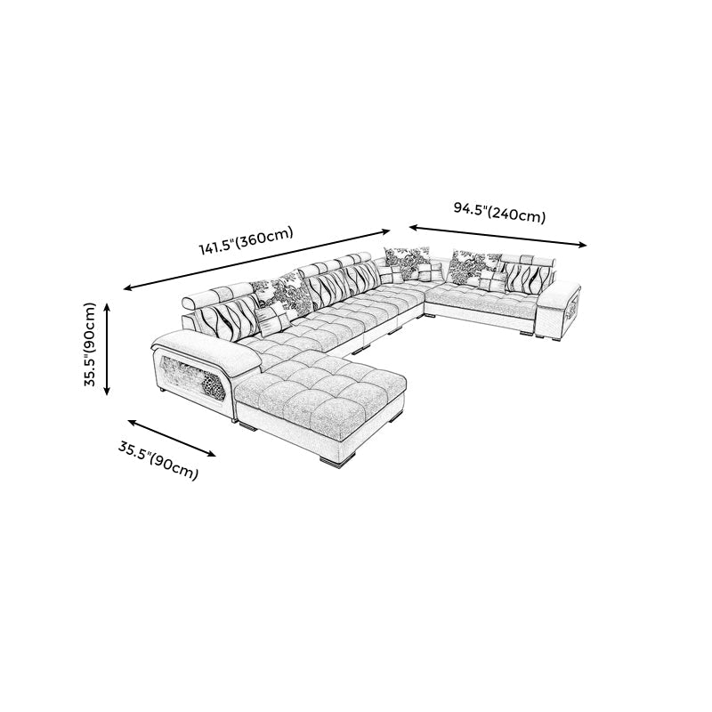 Removable Cushions Slipcovered Tufted Sectional Sofa Set with Storage Clearhalo 'Furniture' 'furniture_sectionals' 'kitchen' 'kitchen_sectionals' 'Living Room Furniture' 'Sectionals' 4821992