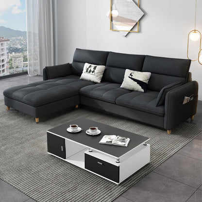 79.92"D x 56.3"W x 33.46"H 3-Seat Cushion Back Tufted Sectional with Storage Black Clearhalo 'furn' 'furn_sectionals' 'Furniture' 'furniture_sectionals' 'kitchen' 'kitchen_sectionals' 'Living Room Furniture' 'Sectionals' 4821993