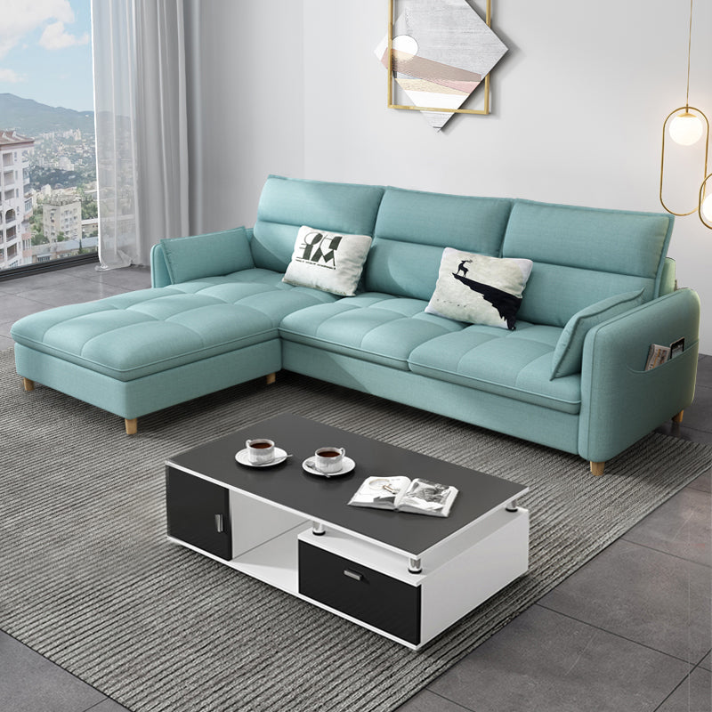 79.92"D x 56.3"W x 33.46"H 3-Seat Cushion Back Tufted Sectional with Storage Water Blue Clearhalo 'furn' 'furn_sectionals' 'Furniture' 'furniture_sectionals' 'kitchen' 'kitchen_sectionals' 'Living Room Furniture' 'Sectionals' 4821997