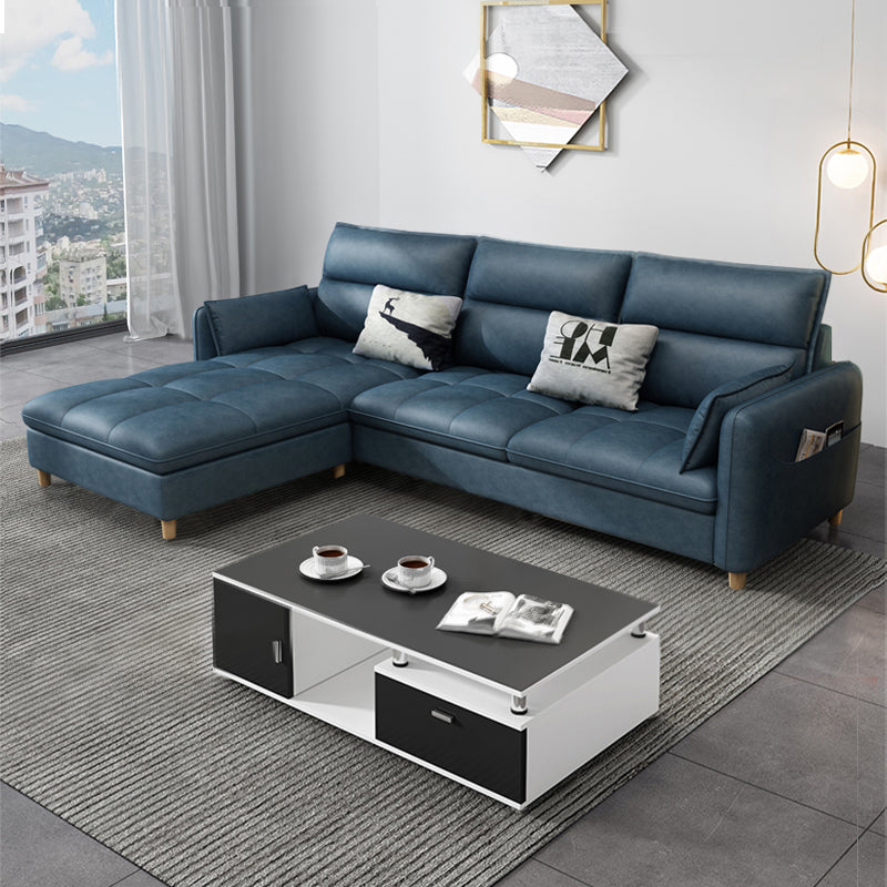79.92"D x 56.3"W x 33.46"H 3-Seat Cushion Back Tufted Sectional with Storage Denim Blue Clearhalo 'furn' 'furn_sectionals' 'Furniture' 'furniture_sectionals' 'kitchen' 'kitchen_sectionals' 'Living Room Furniture' 'Sectionals' 4821999