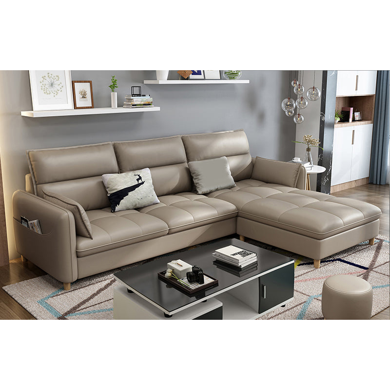79.92"D x 56.3"W x 33.46"H 3-Seat Cushion Back Tufted Sectional with Storage Brown Clearhalo 'furn' 'furn_sectionals' 'Furniture' 'furniture_sectionals' 'kitchen' 'kitchen_sectionals' 'Living Room Furniture' 'Sectionals' 4822001