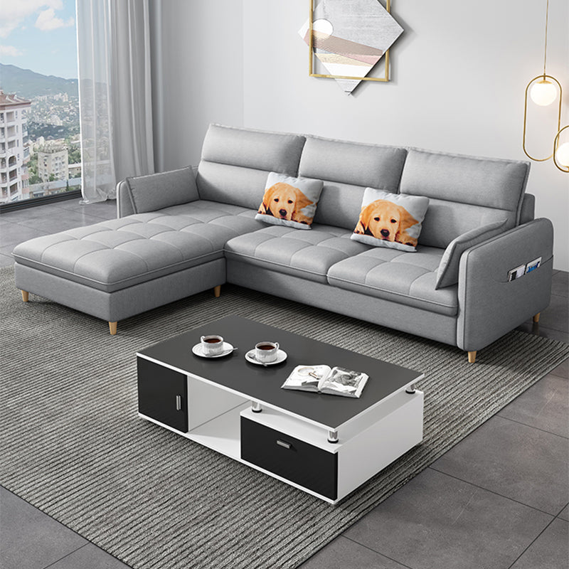 79.92"D x 56.3"W x 33.46"H 3-Seat Cushion Back Tufted Sectional with Storage Silver Gray Clearhalo 'furn' 'furn_sectionals' 'Furniture' 'furniture_sectionals' 'kitchen' 'kitchen_sectionals' 'Living Room Furniture' 'Sectionals' 4822002