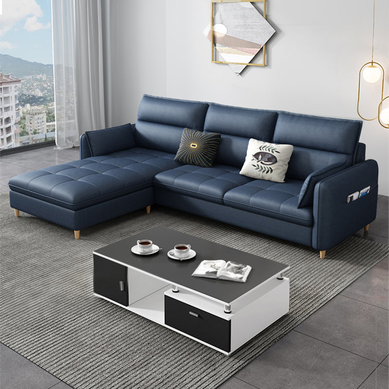 79.92"D x 56.3"W x 33.46"H 3-Seat Cushion Back Tufted Sectional with Storage Dark Blue Clearhalo 'furn' 'furn_sectionals' 'Furniture' 'furniture_sectionals' 'kitchen' 'kitchen_sectionals' 'Living Room Furniture' 'Sectionals' 4822003