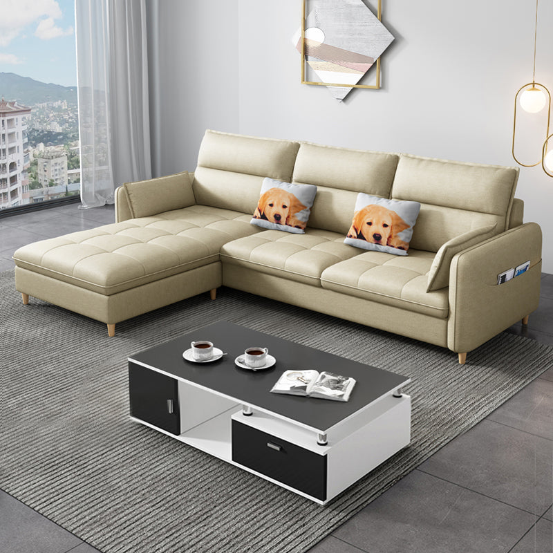 79.92"D x 56.3"W x 33.46"H 3-Seat Cushion Back Tufted Sectional with Storage Light Camel Clearhalo 'furn' 'furn_sectionals' 'Furniture' 'furniture_sectionals' 'kitchen' 'kitchen_sectionals' 'Living Room Furniture' 'Sectionals' 4822006