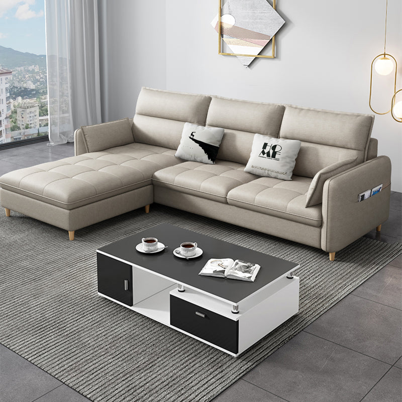 79.92"D x 56.3"W x 33.46"H 3-Seat Cushion Back Tufted Sectional with Storage Off-White Clearhalo 'furn' 'furn_sectionals' 'Furniture' 'furniture_sectionals' 'kitchen' 'kitchen_sectionals' 'Living Room Furniture' 'Sectionals' 4822010