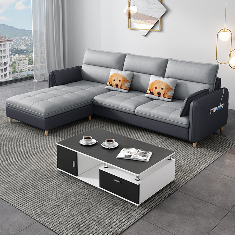 79.92"D x 56.3"W x 33.46"H 3-Seat Cushion Back Tufted Sectional with Storage Black Gray Clearhalo 'furn' 'furn_sectionals' 'Furniture' 'furniture_sectionals' 'kitchen' 'kitchen_sectionals' 'Living Room Furniture' 'Sectionals' 4822012