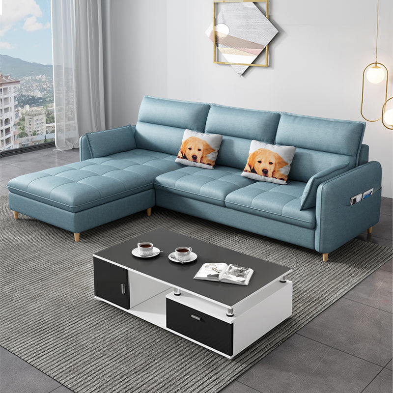 79.92"D x 56.3"W x 33.46"H 3-Seat Cushion Back Tufted Sectional with Storage Sky Blue Clearhalo 'furn' 'furn_sectionals' 'Furniture' 'furniture_sectionals' 'kitchen' 'kitchen_sectionals' 'Living Room Furniture' 'Sectionals' 4822013