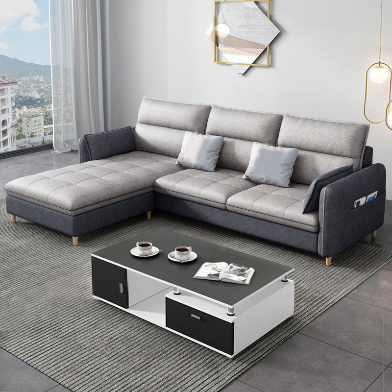 79.92"D x 56.3"W x 33.46"H 3-Seat Cushion Back Tufted Sectional with Storage Dark Grey Light Grey Clearhalo 'furn' 'furn_sectionals' 'Furniture' 'furniture_sectionals' 'kitchen' 'kitchen_sectionals' 'Living Room Furniture' 'Sectionals' 4822014