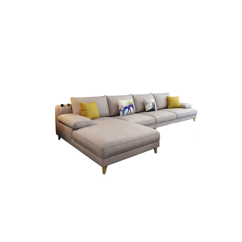 34.6"High Pillow Top Arm Sectional Contemporary Cushion Back for Living Room 130"L x 71"W x 35"H Linen Clearhalo 'furn' 'furn_sectionals' 'Furniture' 'furniture_sectionals' 'kitchen' 'kitchen_sectionals' 'Living Room Furniture' 'Sectionals' 4822025