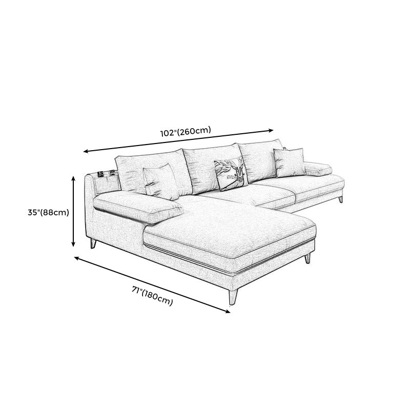 34.6"High Pillow Top Arm Sectional Contemporary Cushion Back for Living Room Clearhalo 'furn' 'furn_sectionals' 'Furniture' 'furniture_sectionals' 'kitchen' 'kitchen_sectionals' 'Living Room Furniture' 'Sectionals' 4822032