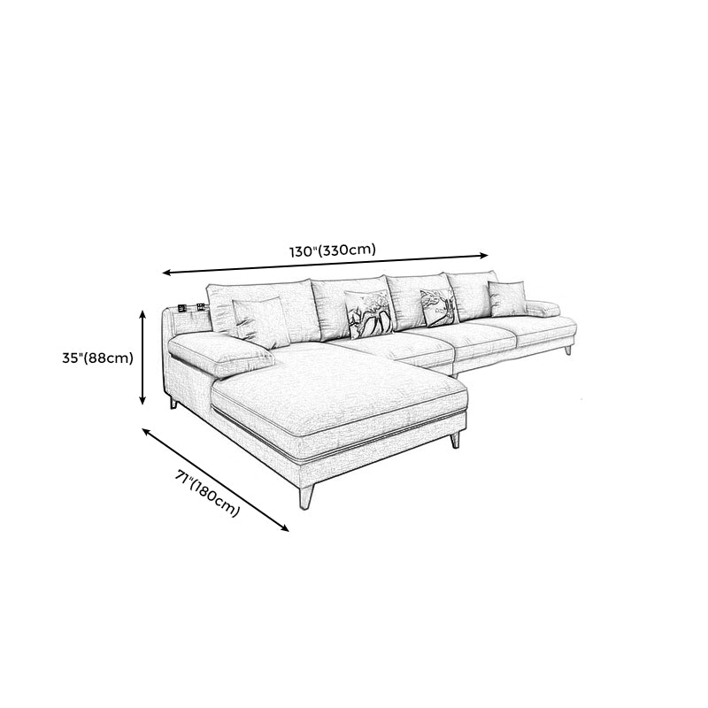34.6"High Pillow Top Arm Sectional Contemporary Cushion Back for Living Room Clearhalo 'furn' 'furn_sectionals' 'Furniture' 'furniture_sectionals' 'kitchen' 'kitchen_sectionals' 'Living Room Furniture' 'Sectionals' 4822033