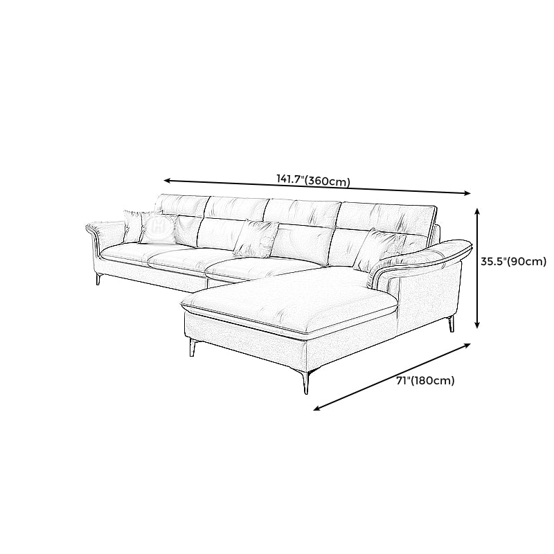 141.73" L x 70.86" W x 35.43" H Faux Leather Pillow Top Arm Sectional for Living Room Clearhalo 'furn' 'furn_sectionals' 'Furniture' 'furniture_sectionals' 'kitchen' 'kitchen_sectionals' 'Living Room Furniture' 'Sectionals' 4822050