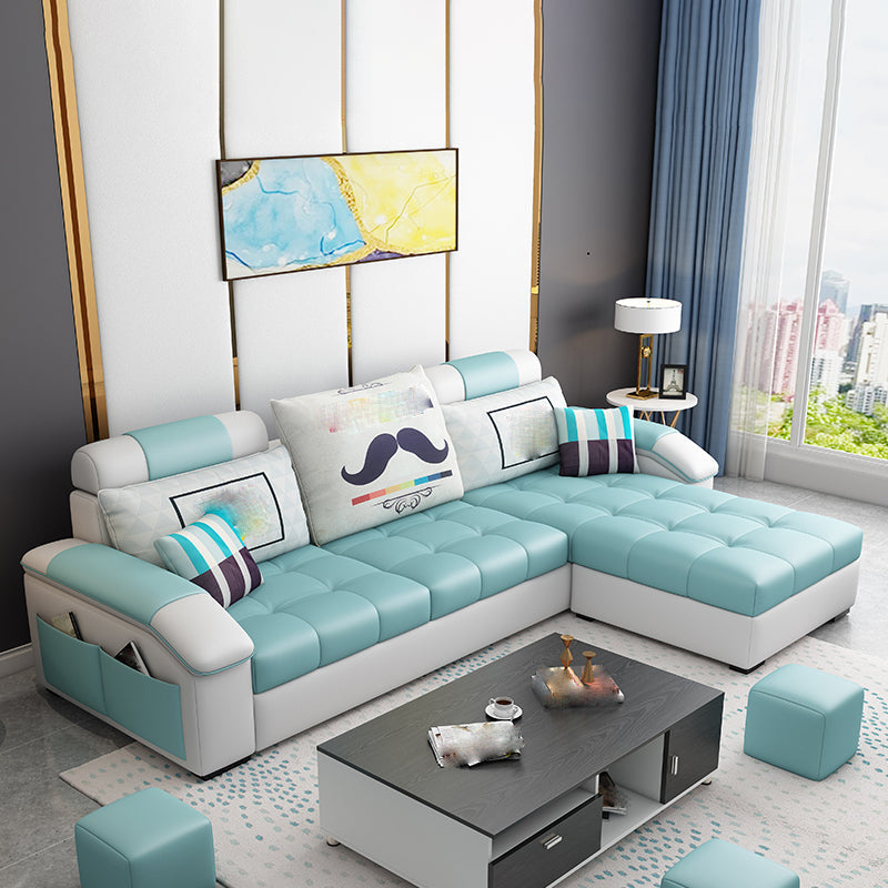 Tufted Removable Cushions Sectional Sofa with Storage for 3 People Green Clearhalo 'furn' 'furn_sectionals' 'Furniture' 'furniture_sectionals' 'kitchen' 'kitchen_sectionals' 'Living Room Furniture' 'Sectionals' 4822059