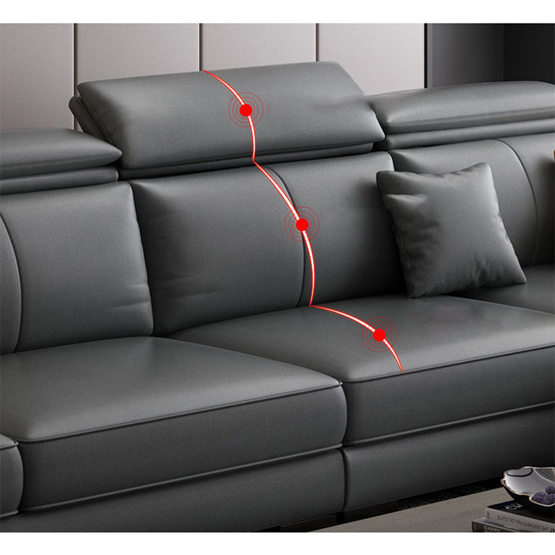 Modern Sloped Arms Sectionals 33.46"High Cushion Back Sectional Sofa with Storage, Grey Clearhalo 'furn' 'furn_sectionals' 'Furniture' 'furniture_sectionals' 'kitchen' 'kitchen_sectionals' 'Living Room Furniture' 'Sectionals' 4822075