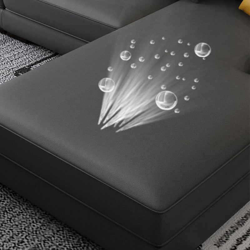 Modern Sloped Arms Sectionals 33.46"High Cushion Back Sectional Sofa with Storage, Grey Clearhalo 'furn' 'furn_sectionals' 'Furniture' 'furniture_sectionals' 'kitchen' 'kitchen_sectionals' 'Living Room Furniture' 'Sectionals' 4822076