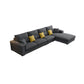 Dark Gray Contemporary Sectional with Recessed Arm and Pillowed Back Cushions Faux Leather Right Clearhalo 'furn' 'furn_sectionals' 'Furniture' 'furniture_sectionals' 'kitchen' 'kitchen_sectionals' 'Living Room Furniture' 'Sectionals' 4822086