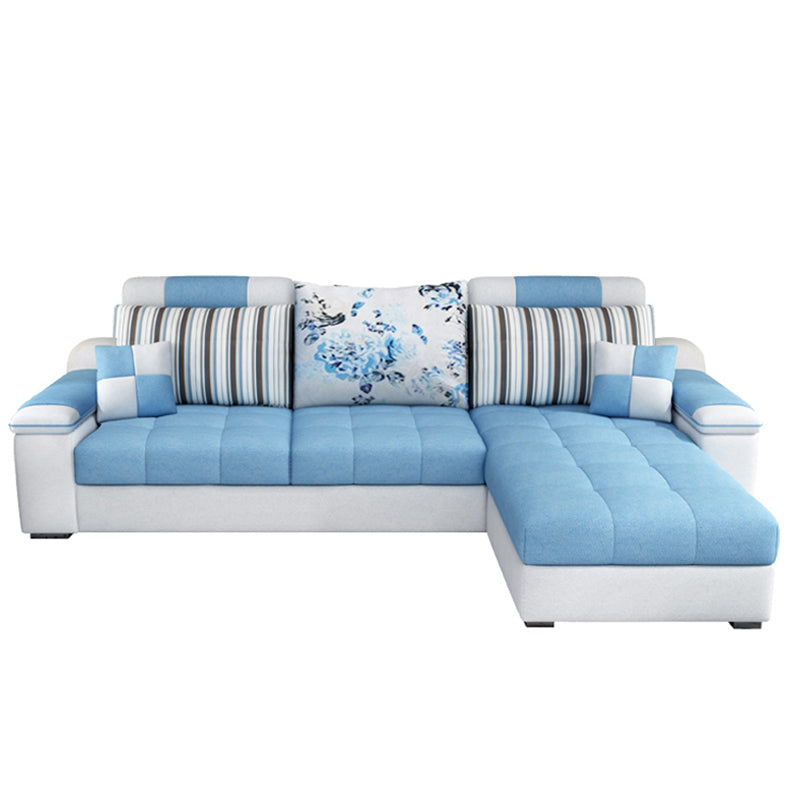 Slipcovered Tufted Pillowed Back Cushions Sectional Sofa with Storage Clearhalo 'furn' 'furn_sectionals' 'Furniture' 'furniture_sectionals' 'kitchen' 'kitchen_sectionals' 'Living Room Furniture' 'Sectionals' 4822104