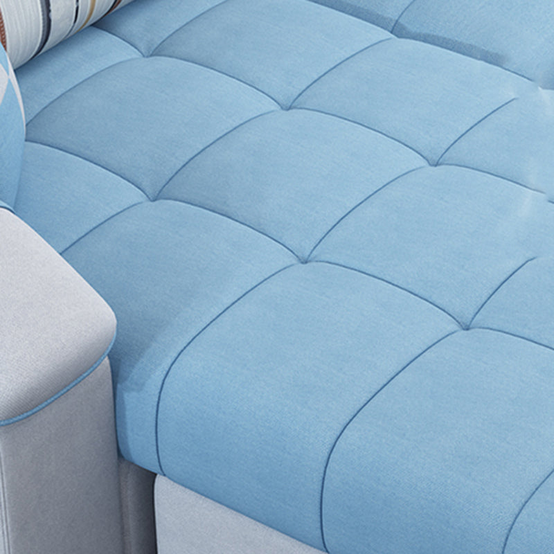 Slipcovered Tufted Pillowed Back Cushions Sectional Sofa with Storage Clearhalo 'furn' 'furn_sectionals' 'Furniture' 'furniture_sectionals' 'kitchen' 'kitchen_sectionals' 'Living Room Furniture' 'Sectionals' 4822108