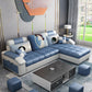 Slipcovered Pillowed Back Cushions Tufted Sectional Sofa Set with Storage Peacock Blue Clearhalo 'Furniture' 'furniture_sectionals' 'kitchen' 'kitchen_sectionals' 'Living Room Furniture' 'Sectionals' 4822128