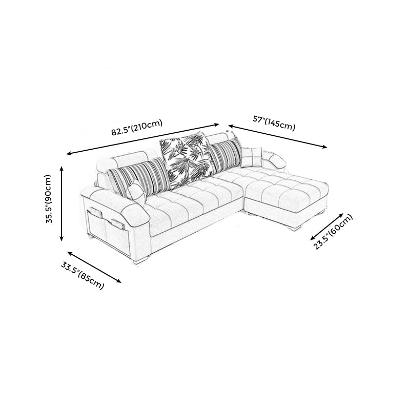 Slipcovered Pillowed Back Cushions Tufted Sectional Sofa Set with Storage Clearhalo 'Furniture' 'furniture_sectionals' 'kitchen' 'kitchen_sectionals' 'Living Room Furniture' 'Sectionals' 4822134