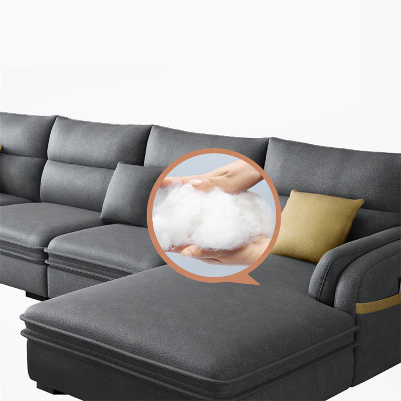 Contemporary Right Hand Facing Sectional with Pillowed Back Cushions for Four People Clearhalo 'furn' 'furn_sectionals' 'Furniture' 'furniture_sectionals' 'kitchen' 'kitchen_sectionals' 'Living Room Furniture' 'Sectionals' 4822139