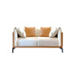Stain-Resistant Faux Leather Sofa/Sectional with Pillowed Back Cushions for Living Room 70.9"L x 37.4"W x 29.5"H Orange White Clearhalo 'furn' 'furn_sectionals' 'Furniture' 'furniture_sectionals' 'kitchen' 'kitchen_sectionals' 'Living Room Furniture' 'Sectionals' 4822160