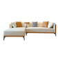 Stain-Resistant Faux Leather Sofa/Sectional with Pillowed Back Cushions for Living Room 114"L x 69"W x 29.5"H Orange White Clearhalo 'furn' 'furn_sectionals' 'Furniture' 'furniture_sectionals' 'kitchen' 'kitchen_sectionals' 'Living Room Furniture' 'Sectionals' 4822164