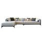 Stain-Resistant Faux Leather Sofa/Sectional with Pillowed Back Cushions for Living Room 140"L x 69"W x 29.5"H Brown-Grey Clearhalo 'furn' 'furn_sectionals' 'Furniture' 'furniture_sectionals' 'kitchen' 'kitchen_sectionals' 'Living Room Furniture' 'Sectionals' 4822171