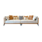 Stain-Resistant Faux Leather Sofa/Sectional with Pillowed Back Cushions for Living Room 110"L x 37.5"W x 29.5"H Orange White Clearhalo 'furn' 'furn_sectionals' 'Furniture' 'furniture_sectionals' 'kitchen' 'kitchen_sectionals' 'Living Room Furniture' 'Sectionals' 4822172